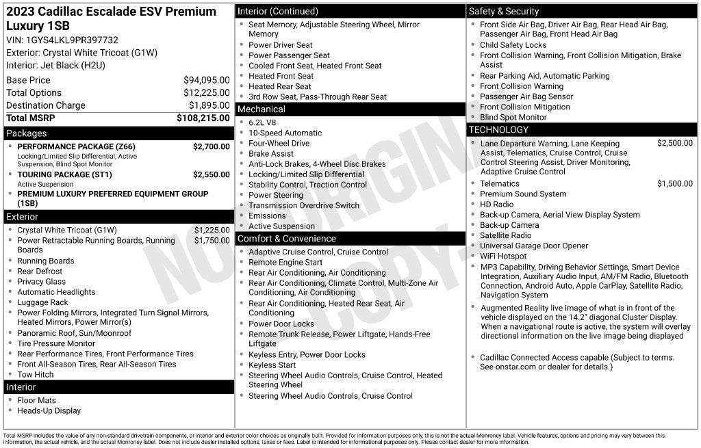 2023 Cadillac Escalade ESV 4WD Premium Luxury
