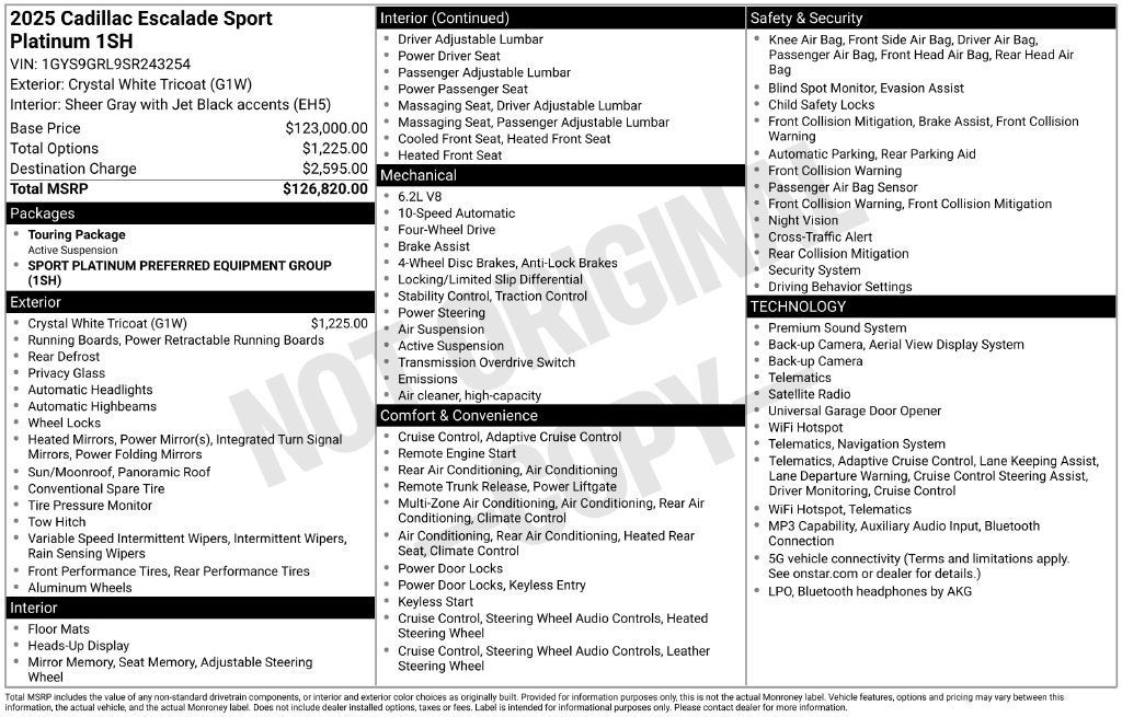 2025 Cadillac Escalade Sport Platinum