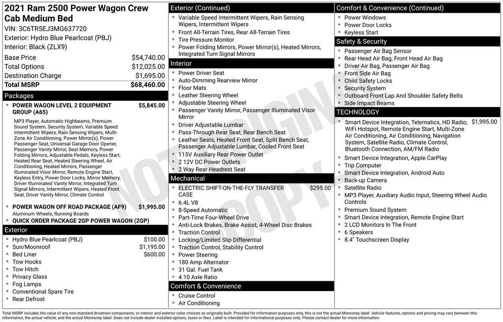 2021 RAM 2500 Power Wagon Crew Cab 4x4 6'4" Box
