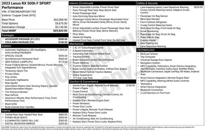 2023 Lexus RX 500h F SPORT Performance