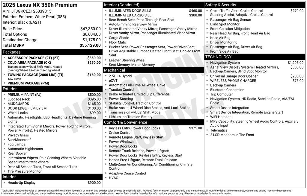 2025 Lexus NX 350h Premium