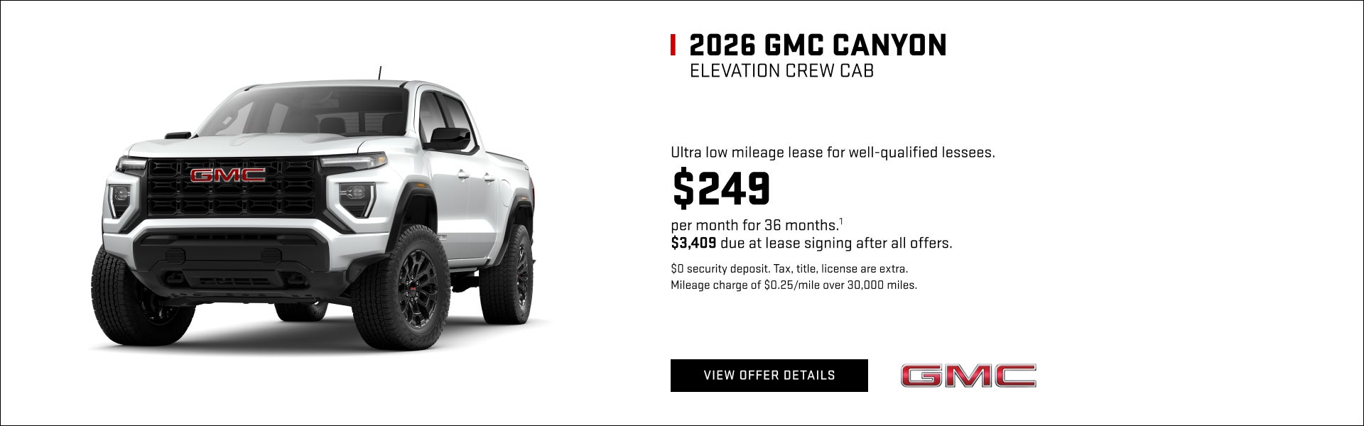 Ultra low mileage lease for well-qualified lessees.

$249 per month for 36 months.1 

$3,409 due ...