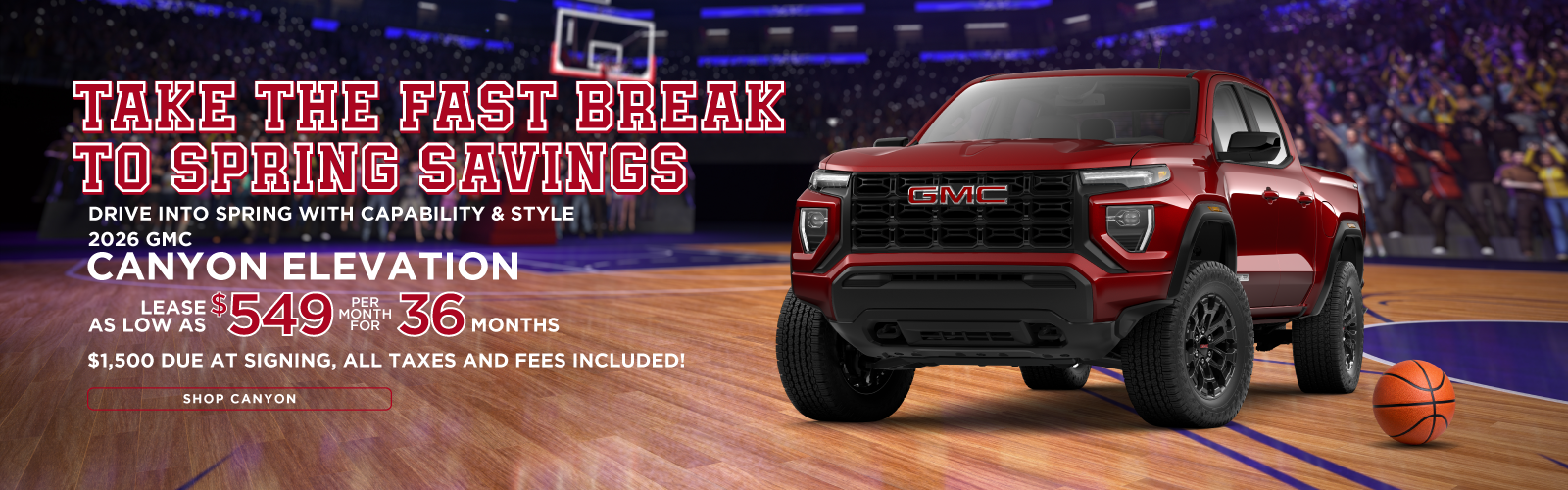 2026 GMC Canyon Elevation | $549/month for 36 months | $1,500 due at signing!