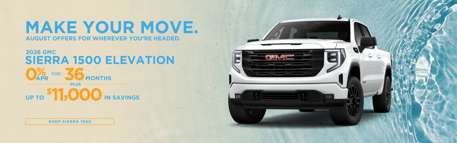 2026 GMC Sierra 1500 Elevation | 0% APR for 36 months | $11,000 total savings