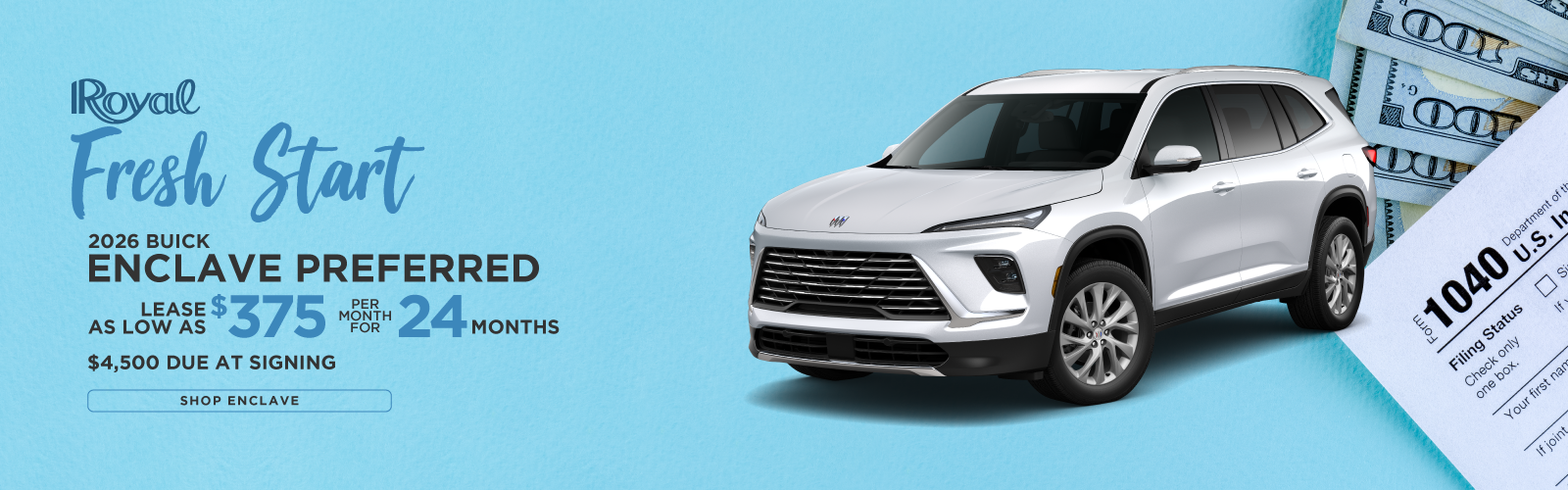 2026 Buick Enclave | $375/mo for 24 Months | $4,500 Due at Signing