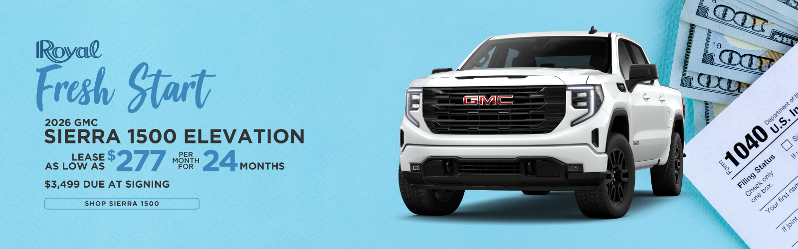2026 GMC Sierra 1500 Elevation | $277/mo for 24 Months | $3,499 Due at Signing