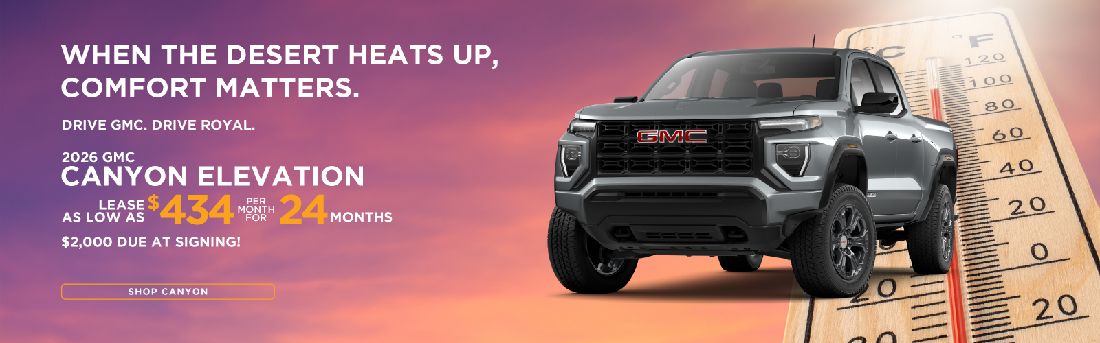 2026 GMC Canyon Elevation | $434/month for 24 months | $2,000 due at signing | 10,000 miles per year