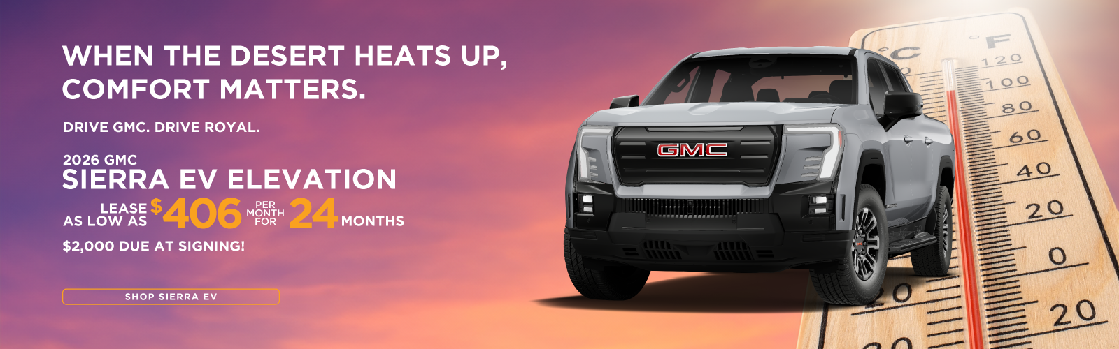 2026 GMC Sierra EV Elevation | $406/month for 24 months | $2,000 due at signing | 10,000 miles per year