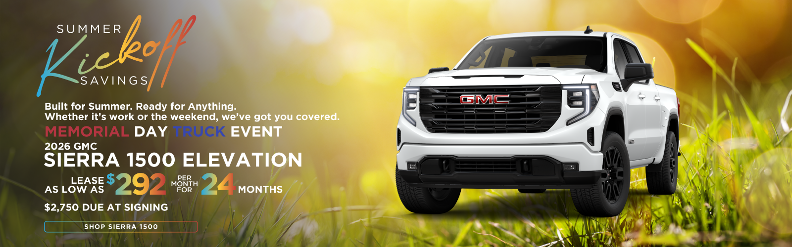 2026 GMC Sierra 1500 Elevation | $292/month for 24 months | $2,750 due at signing!
